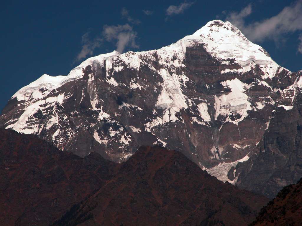 Manaslu 04 03 Shringi Himal Close Up From Past Jagat Heres a close up of the beautiful mountain Shringi Himal (7187m), its summit glistening in the mid-day sun.